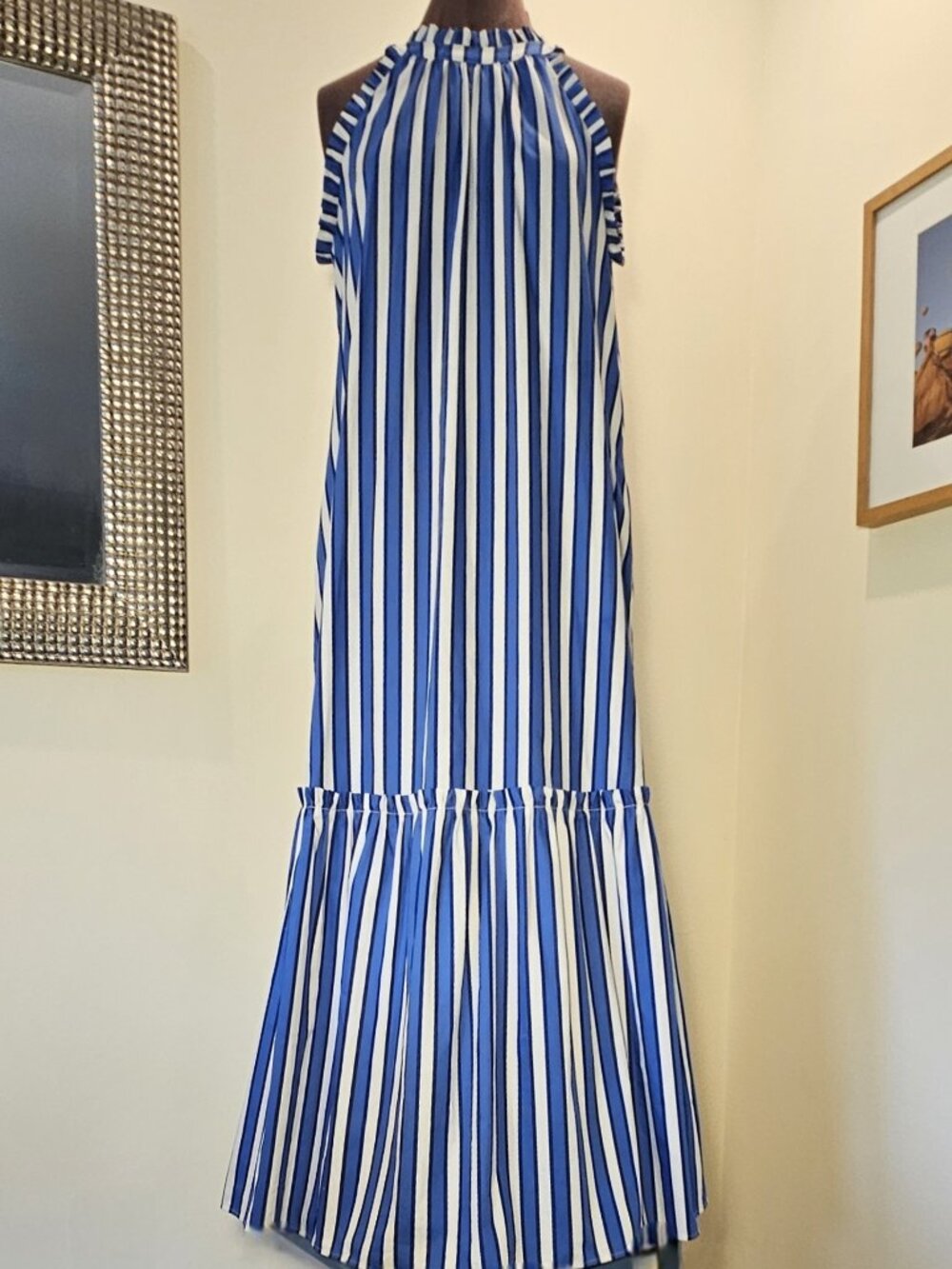 Elie Tahari Royal Navy sleeveless cotton maxi dress US Small Euro42/44 NEW